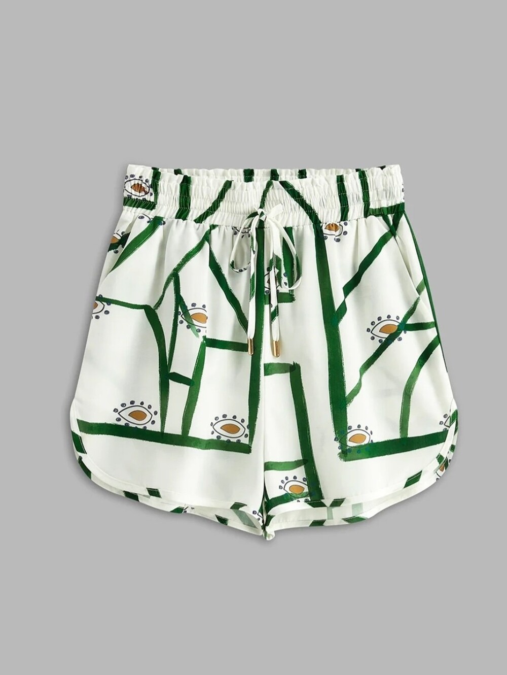 🥑 Commense Set Short-Sleeve Button-Down Shorts Set, Green Geometric Avocado - Picture 4 of 9